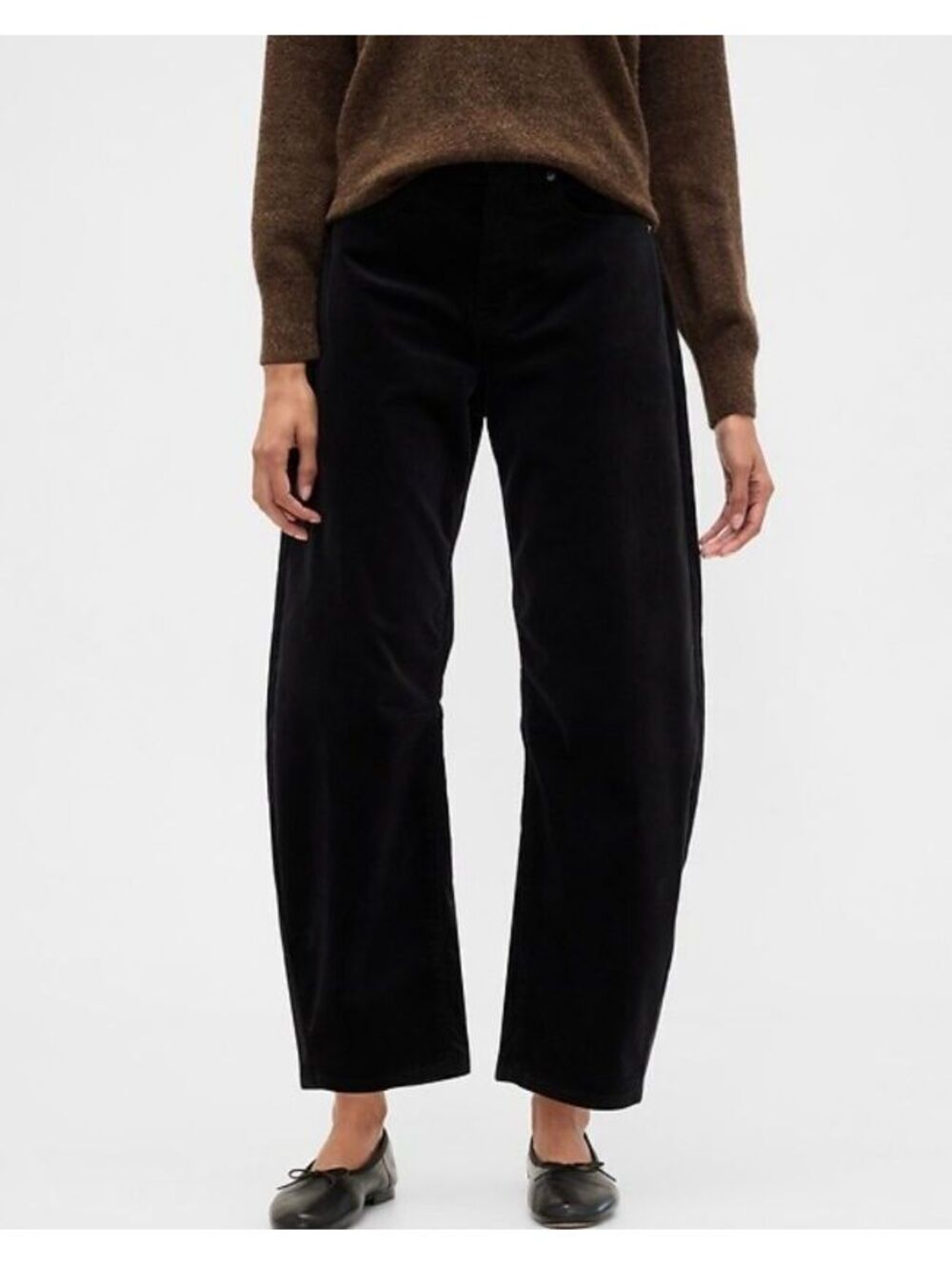 Gap high-rise barrel velvet pants black
